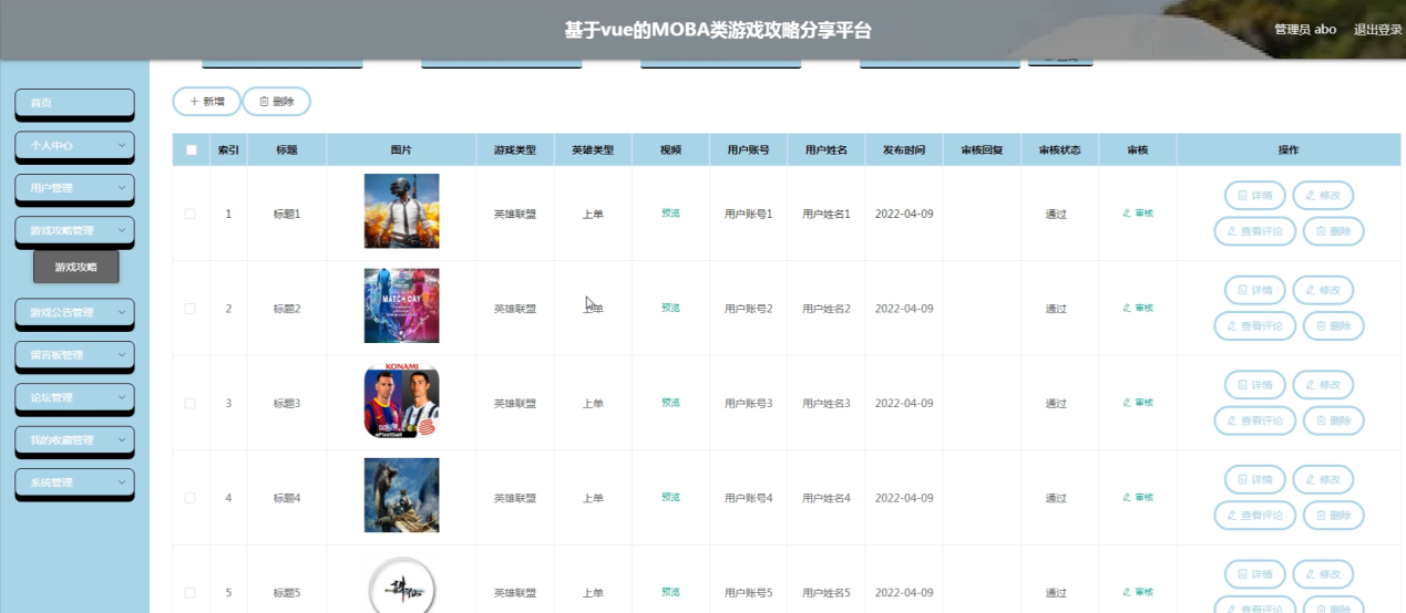 图片[10]陈大发随笔-计算机源码资源-计算机毕业设计项目springboot基于vue的MOBA类游戏攻略分享平台